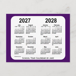 Carte Postale Calendrier de l'année scolaire Purple Mini 2027-20