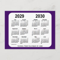 Calendrier de l'année scolaire Purple Mini 2029-20