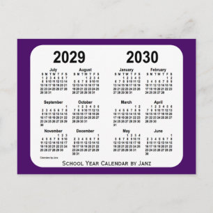 Carte Postale Calendrier de l'année scolaire Purple Mini 2029-20