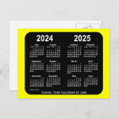 Carte Postale Calendrier de l'école de néon jaune 2024-2025 par  (Devant / Derrière)