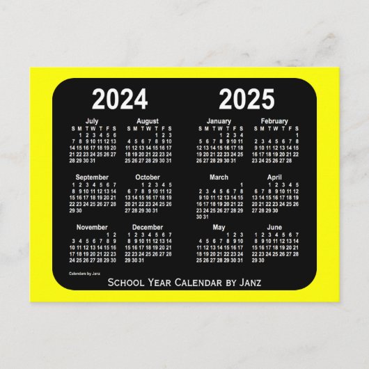 Carte Postale Calendrier de l'école de néon jaune 2024-2025 par  (Devant)