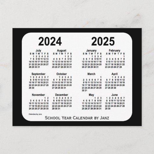 Carte Postale Calendrier de l'école noire et blanche 2024-2025 p (Devant)