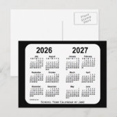 Carte Postale Calendrier de l'école noire et blanche 2026-2027 p (Devant / Derrière)