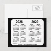 Carte Postale Calendrier de l'école noire et blanche 2028-2029 p (Devant / Derrière)