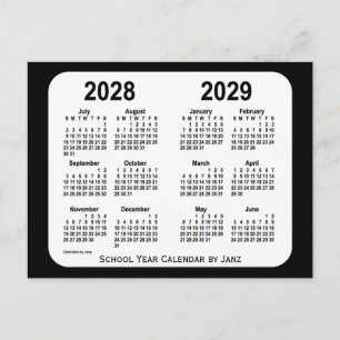 Carte Postale Calendrier de l'école noire et blanche 2028-2029 p