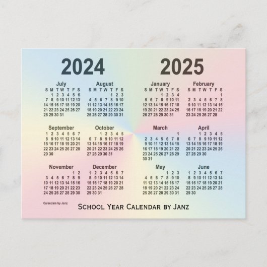 Carte Postale Calendrier de l'école Rainbow Cloud 2024-2025 par  (Devant)