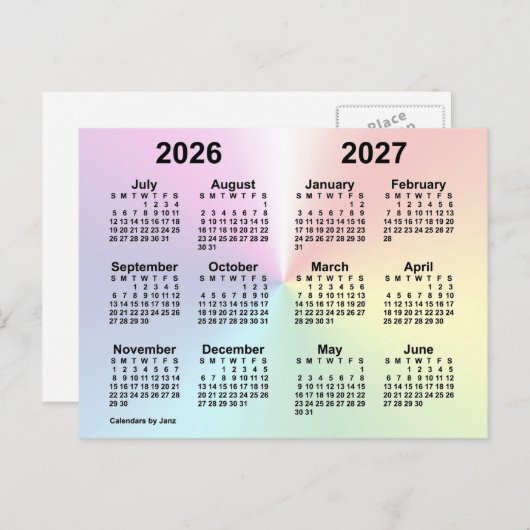 Carte Postale Calendrier de l'école Rainbow Cloud 2026-2027 par (Devant / Derrière)