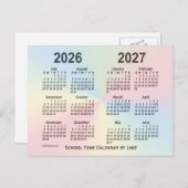Carte Postale Calendrier de l'école Rainbow Cloud 2026-2027 par  (Devant / Derrière)