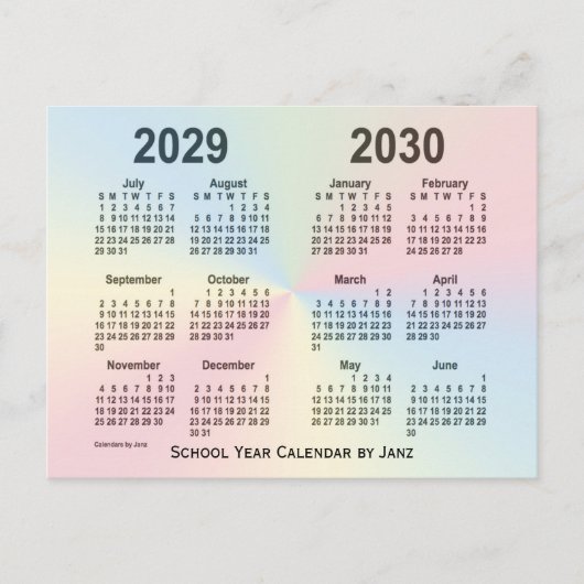 Carte Postale Calendrier de l'école Rainbow Cloud 2029-2030 par  (Devant)
