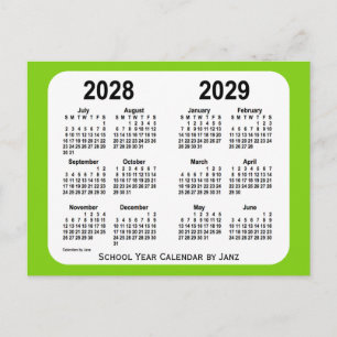 Carte Postale Calendrier de l'école verte jaune 2028-2029 par Ja