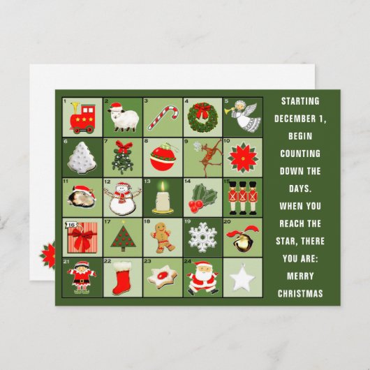 Carte postale Calendrier de Noël (Devant / Derrière)