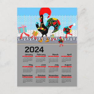 Carte Postale Calendrier de Noël 2024 du Rooster portugais