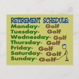 Carte Postale Calendrier de retraite GOLFER