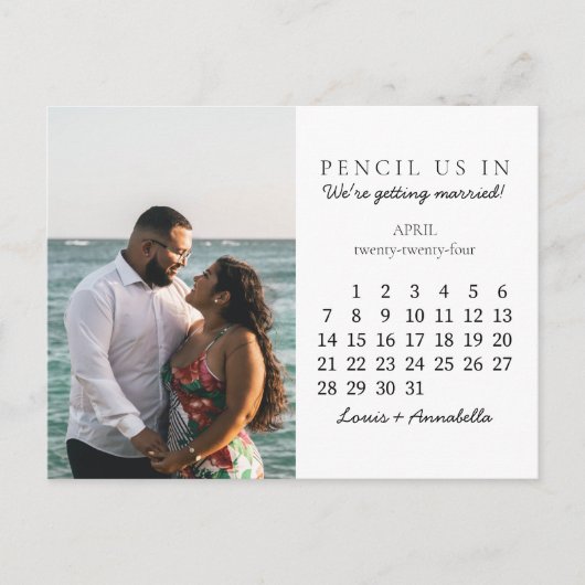 Carte Postale Calendrier de sauvegarde de date avril 2024 Calend (Devant)