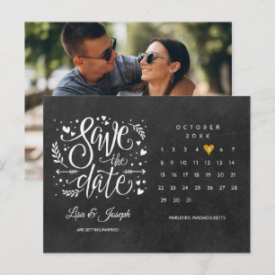 Carte Postale Calendrier de sauvegarde de date Cœur doré Photo s
