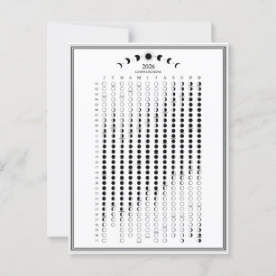 Carte Postale Calendrier des cycles lunaires de la phase lunaire