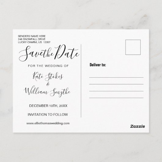 Carte Postale Calendrier des flocons d'hiver Enregistrer la date (Dos)