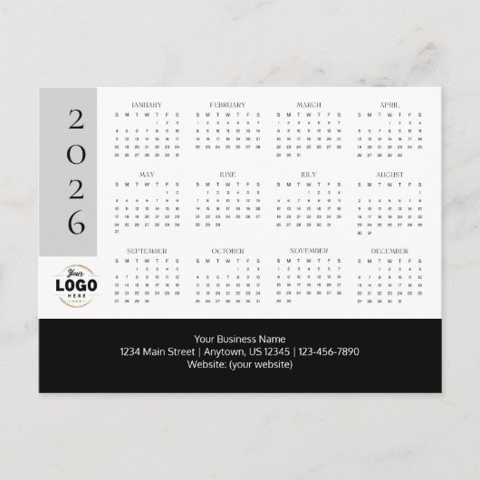 Carte postale Calendrier du logo professionnel 202 (Devant)