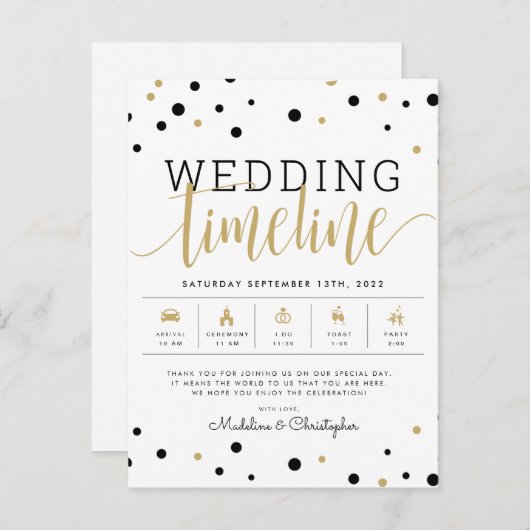 Carte Postale CALENDRIER DU MARIAGE Invités (Devant / Derrière)
