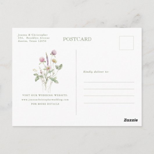 Carte Postale Calendrier Fleur de la Prairie Pastel Doux Enregis (Dos)