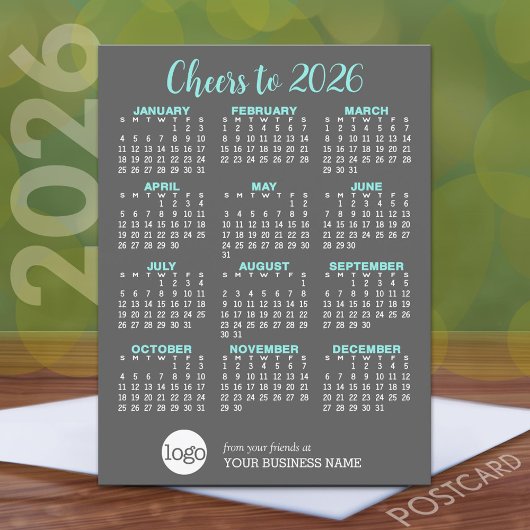 Carte Postale Calendrier Grey Aqua Business Logo - Vacances