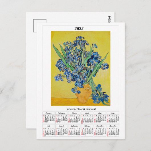 Carte Postale Calendrier Irissen pour 2023 Vincent van Gogh (Devant / Derrière)
