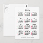 Carte Postale Calendrier ISO 2023 blanc sur 52 semaines par Janz (Devant / Derrière)