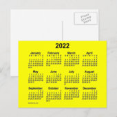 Carte Postale Calendrier jaune Mini 2022 de Janz (Devant / Derrière)