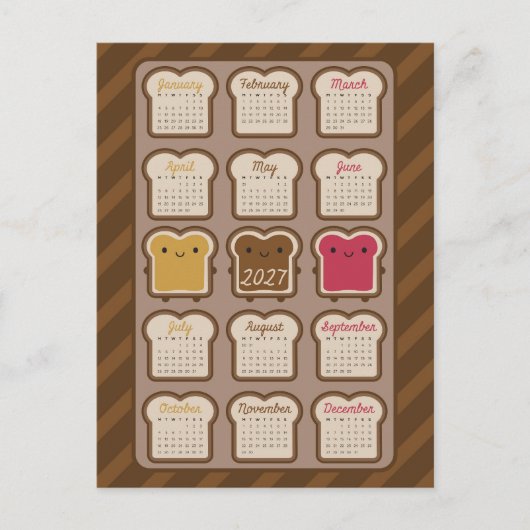 Carte Postale Calendrier Kawaii Bread 2027 (Devant)