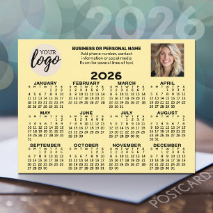 Carte Postale Calendrier - logo, photo, contact professionnel - 