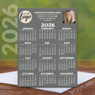 Carte Postale Calendrier - logo, photo, contact professionnel - 