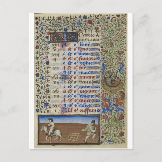 Carte Postale Calendrier médiéval : Octobre (Devant)