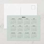 Carte Postale Calendrier mensuel 2024 Vert lin Arrière - plan (Devant / Derrière)