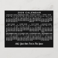 Calendrier mensuel 2026 Classique Noir et Blanc