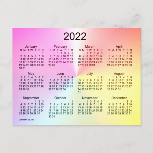 Carte Postale Calendrier mini 2022 Sangria Shimmer de Janz (Devant)