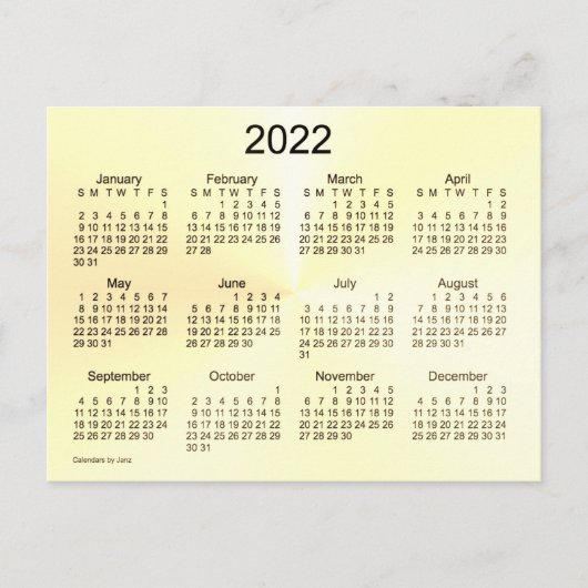 Carte Postale Calendrier Mini 2022 Sepia Shimmer par Janz (Devant)