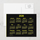 Carte Postale Calendrier Mini 2026 Neon Jaune par Janz (Devant / Derrière)