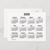 Carte Postale Calendrier mini 52 semaines blanc 2030 de Janz (Devant / Derrière)