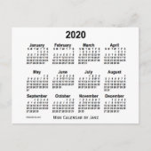 Carte Postale Calendrier Mini Blanc 2020 par Janz (Devant)
