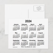 Carte Postale Calendrier Mini Blanc 2024 par Janz (Devant / Derrière)