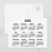 Carte Postale Calendrier Mini Blanc 2029 de Janz (Devant / Derrière)