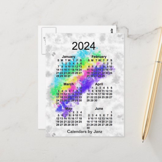 Carte Postale Calendrier mini de 6 mois 2024 Rainbows End de Jan (Devant/Arrière en situation)