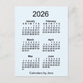 Carte Postale Calendrier mini de 6 mois Alice Blue 2026 par Janz (Devant)
