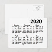 Carte Postale Calendrier mini de 6 mois blanc 2020 de Janz (Devant / Derrière)