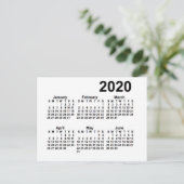 Carte Postale Calendrier mini de 6 mois blanc 2020 par Janz (Debout devant)