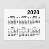 Carte Postale Calendrier mini de 6 mois blanc 2020 par Janz (Devant)
