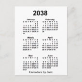 Carte Postale Calendrier mini de 6 mois de janvier 2038 blanc pa (Devant)