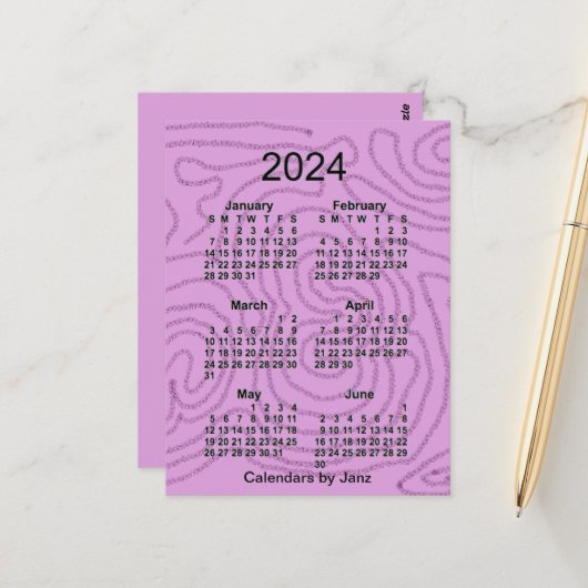 Carte Postale Calendrier mini de 6 mois du labyrinthe violet 202 (Devant/Arrière en situation)