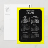 Carte Postale Calendrier mini format 6 mois Neon Jaune 2025 par (Devant / Derrière)