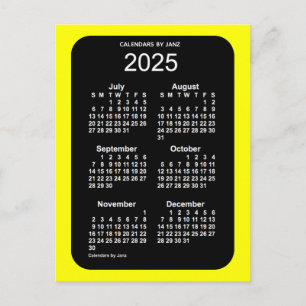 Carte Postale Calendrier mini format 6 mois Neon Jaune 2025 par 
